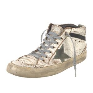 Golden Goose White and Gray Mid Star Sneakers